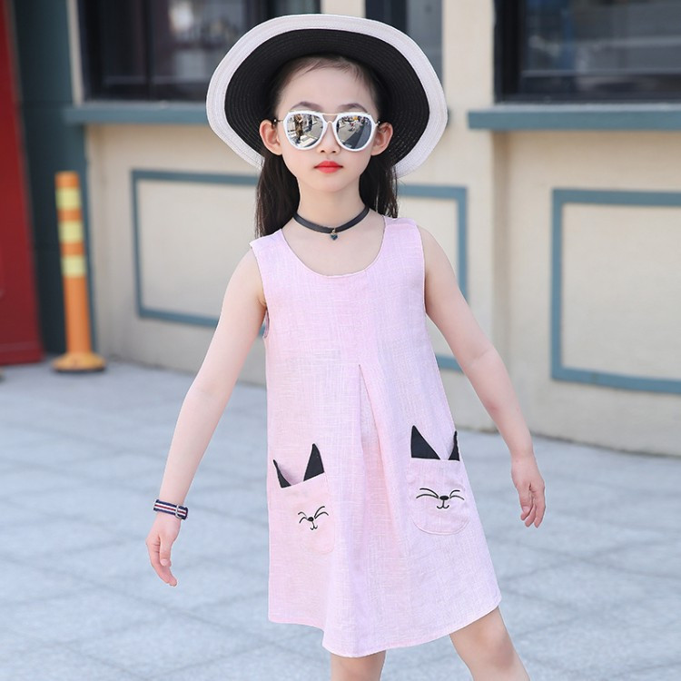 Rochie casual pentru copii in doua culori cu buzunare