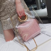 Σύγχρονη γυναικεία τσάντα με διαφανή κάλλυμα σε πέντε χρώματα