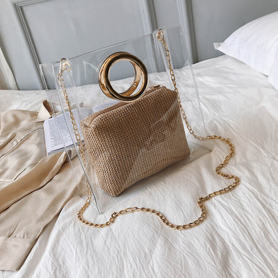 Σύγχρονη γυναικεία τσάντα με διαφανή κάλλυμα σε πέντε χρώματα