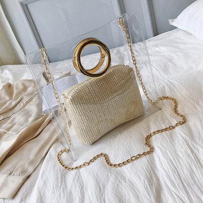 Σύγχρονη γυναικεία τσάντα με διαφανή κάλλυμα σε πέντε χρώματα