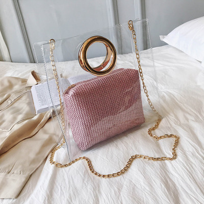 Σύγχρονη γυναικεία τσάντα με διαφανή κάλλυμα σε πέντε χρώματα