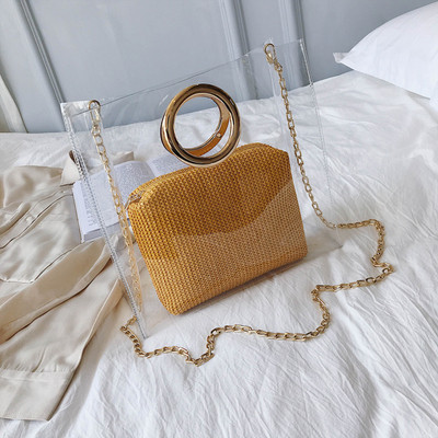 Σύγχρονη γυναικεία τσάντα με διαφανή κάλλυμα σε πέντε χρώματα