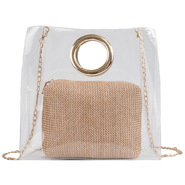 Σύγχρονη γυναικεία τσάντα  με διαφανή κάλλυμα σε πέντε χρώματα