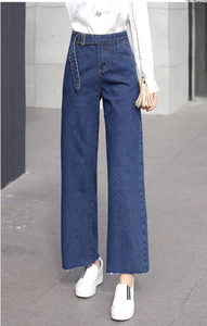 Blugi de dama moderni in doua culori - model larg cu talie inalta