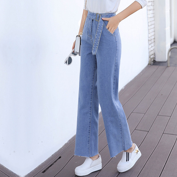 Blugi de dama moderni in doua culori - model larg cu talie inalta