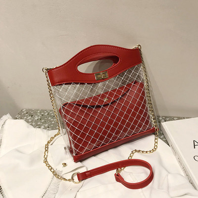 Modern női táska átlátszó külső résszel, öt színben