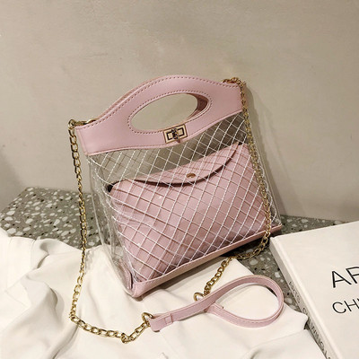 Modern női táska átlátszó külső résszel, öt színben