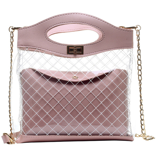 Modern női táska átlátszó külső résszel, öt színben