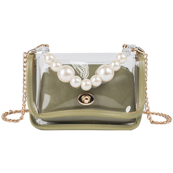 Geanta de dama moderna transparenta cu maner sidefat in patru culori