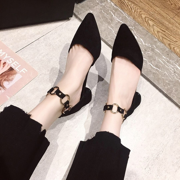 Pantofi eleganti de dama cu toc din piele intoarsa ecologica in mai multe culori