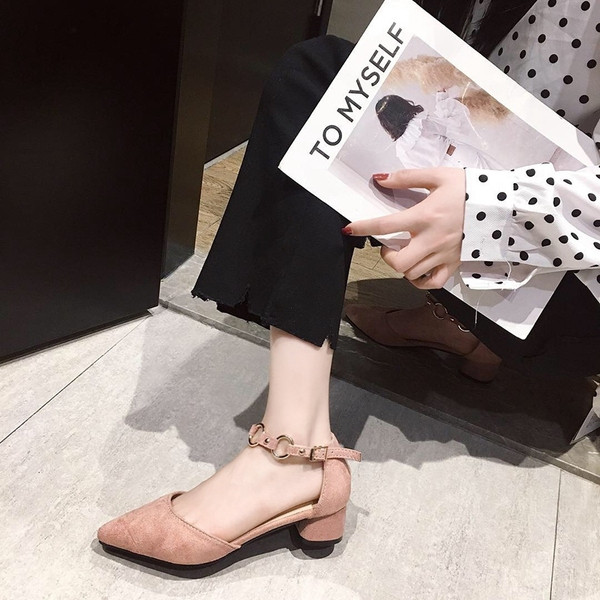 Pantofi eleganti de dama cu toc din piele intoarsa ecologica in mai multe culori