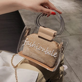 Μοντέρνα, διαφανή γυναικεία  τσάντα πέντε χρωμάτων με μικρή και μακρά λαβή