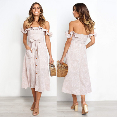 Rochie de dama eleganta cu umerii goi in mai multe culori