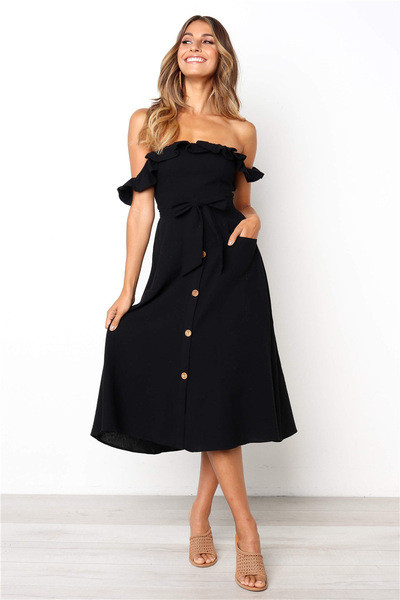 Rochie de dama eleganta cu umerii goi in mai multe culori