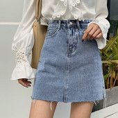 Stílusos női farmerszoknya, magas derékkal