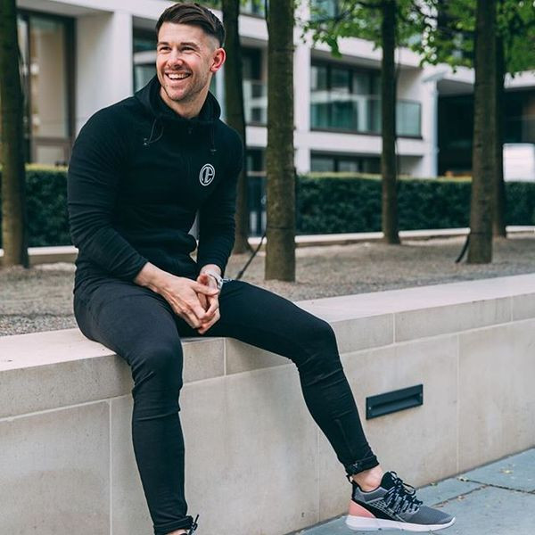 Hanorac de zi cu zi pentru bărbați în două culori cu broderie și glugă