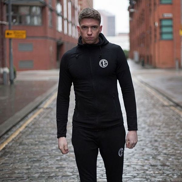 Hanorac de zi cu zi pentru bărbați în două culori cu broderie și glugă