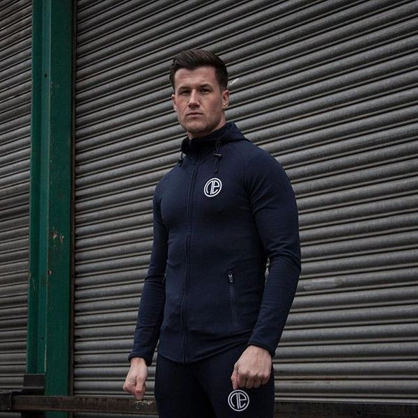 Hanorac de zi cu zi pentru bărbați în două culori cu broderie și glugă