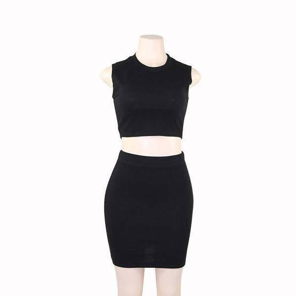 Κομψό γυναικείο σετ σε λευκό και μαύρο χρώμα