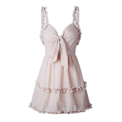 Rochie moderna de dama cu decolteu in V in bej si albastru