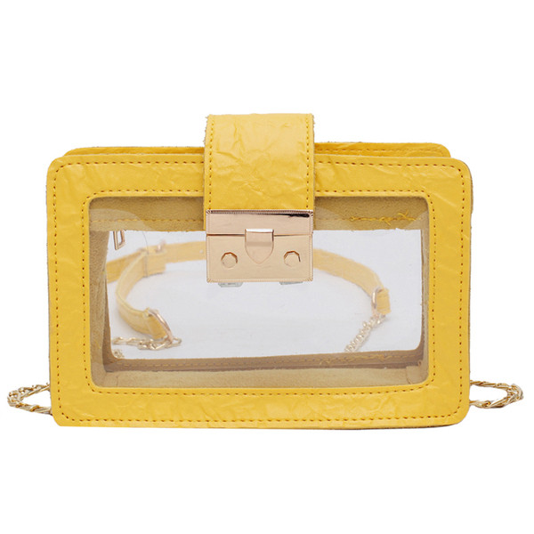 Modern átlátszó táska fém rögzítéssel és hosszú fém fogantyúval