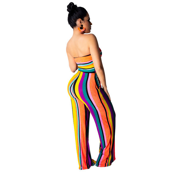Színes női csíkos overall - széles modell