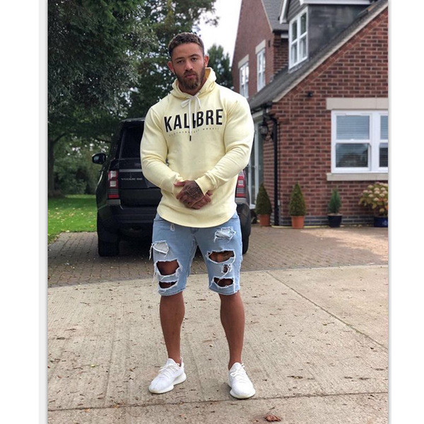 Hanorac modern pentru bărbați în trei culori cu inscripție și glugă