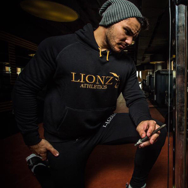 Αθλητικό ανδρικό φούτερ με κουκούλα με επιγραφή