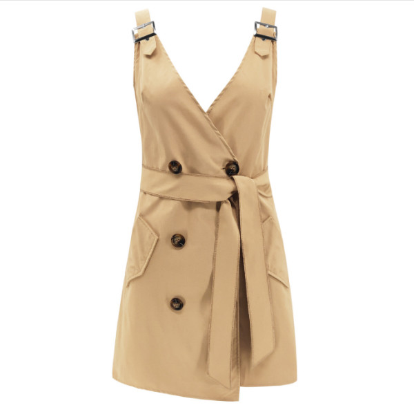 Modern női ruha V-nyakkal és gombokkal, négy színben