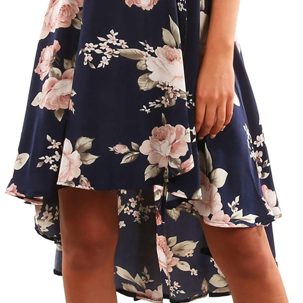 Rochie de dama eleganta model asimetric cu motto florale