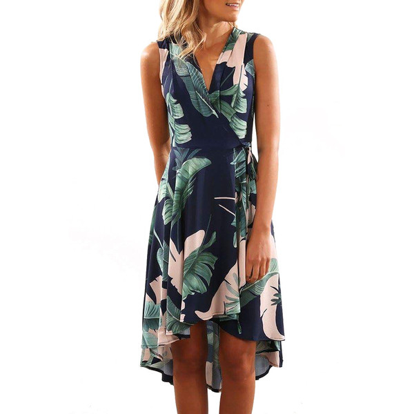 Rochie de dama eleganta model asimetric cu motto florale