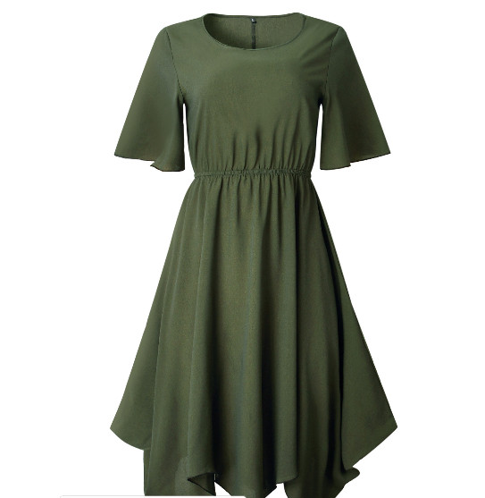 Modern női ruha O-nyakú és rövid ujjú több színben