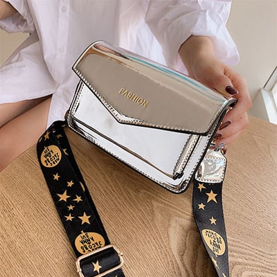 Κομψή γυναικεία λουστρίν τσάντα σε τρία χρώματα