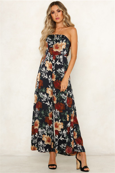 Salopeta de dama moderna fara bretele cu model floral in doua culori