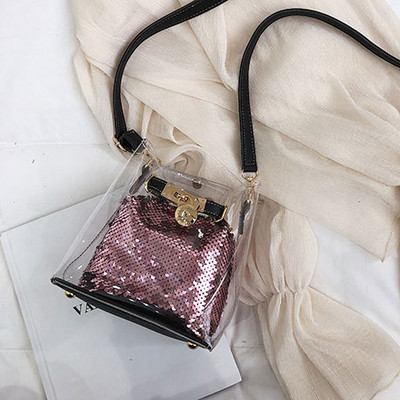 Modern női táska átlátszó huzattal négy színben, hosszú füllel