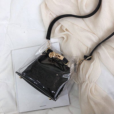 Modern női táska átlátszó huzattal négy színben, hosszú füllel