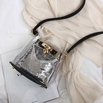 Modern női táska átlátszó huzattal négy színben, hosszú füllel