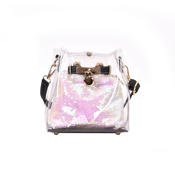 Modern női táska átlátszó huzattal négy színben, hosszú füllel