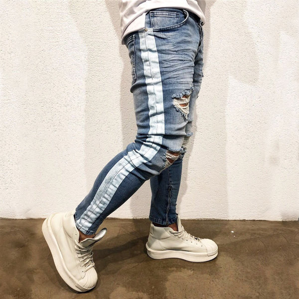 Blugi de bărbați stilați, cu un motiv rupt