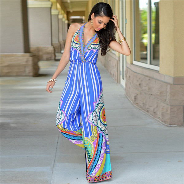 Alkalmi női overall színes motívumokkal