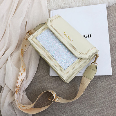 Eko bőrből készült stílusos női táska négy színben, fényes elemekkel és hosszú fogantyúval