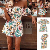 Női nyári overall rövid modell virágos motívummal