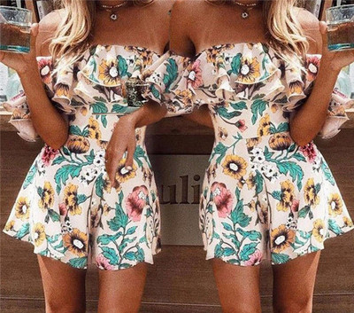 Női nyári overall rövid modell virágos motívummal