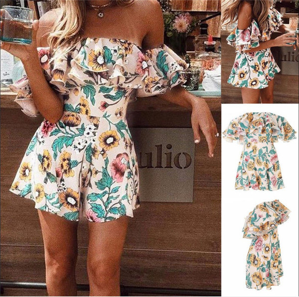 Női nyári overall rövid modell virágos motívummal