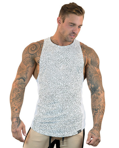 Καθημερινή ανδρική αμάνικι μπλούζα σε ασύμμετρο μοτίβο δκαι σε διάφορα χρώματα