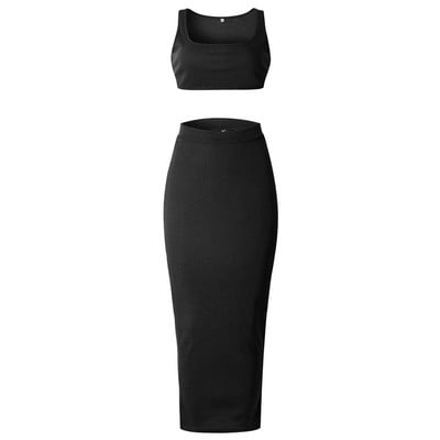 Modern női szett két részből, fekete, zöld és fehér színben