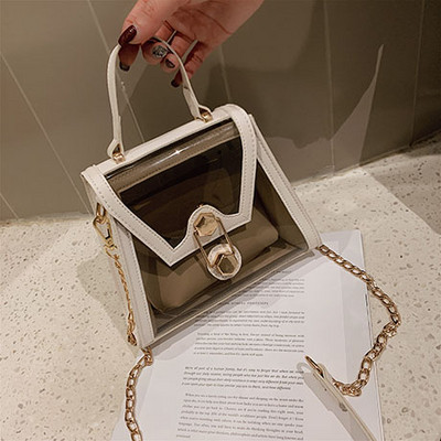 Modern átlátszó női táska három színben, rövid és hosszú füllel