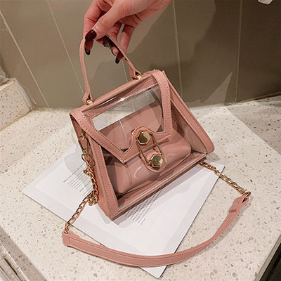 Modern átlátszó női táska három színben, rövid és hosszú füllel