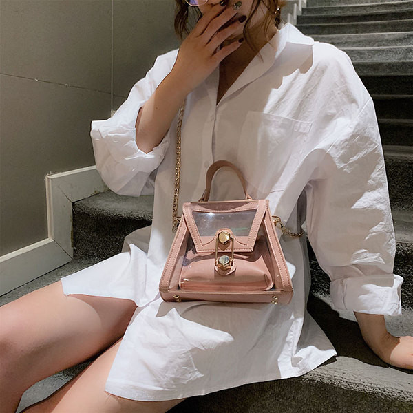 Modern átlátszó női táska három színben, rövid és hosszú füllel