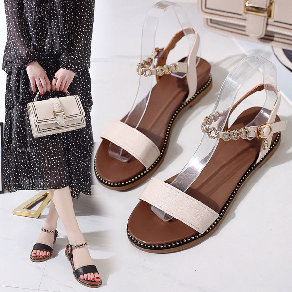 Sandale elegante de dama in negru si bej